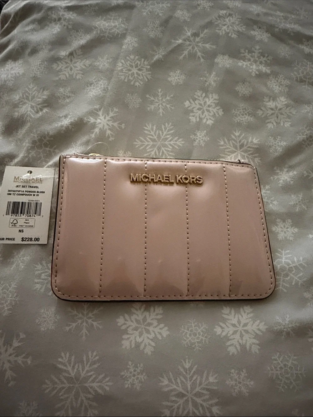 Michael Kors Pale Blush Quilted Patent Wristlet